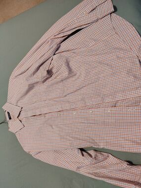 Chaps Orange and Blue Plaid Dress Shirt